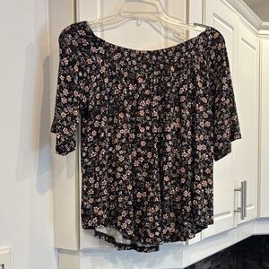 Dex Black and Pink Floral Blouse